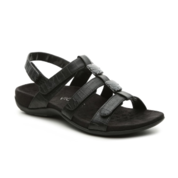 Vionic Amber Black Crocodile Adjustable Orthopedic Sandals - Picture 1 of 12